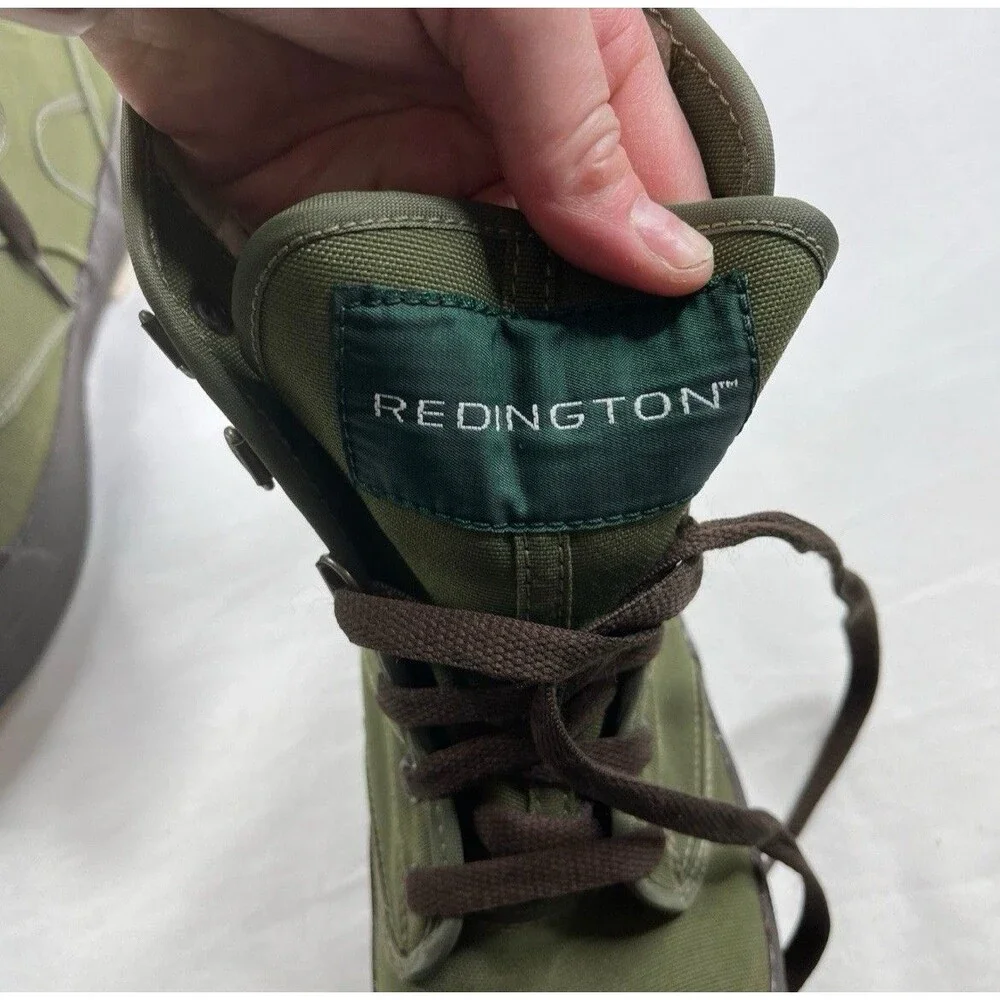 Redington Fly Fishing Wading Boots Sz 8 Olive Green Canvas Felt Sole River Gear